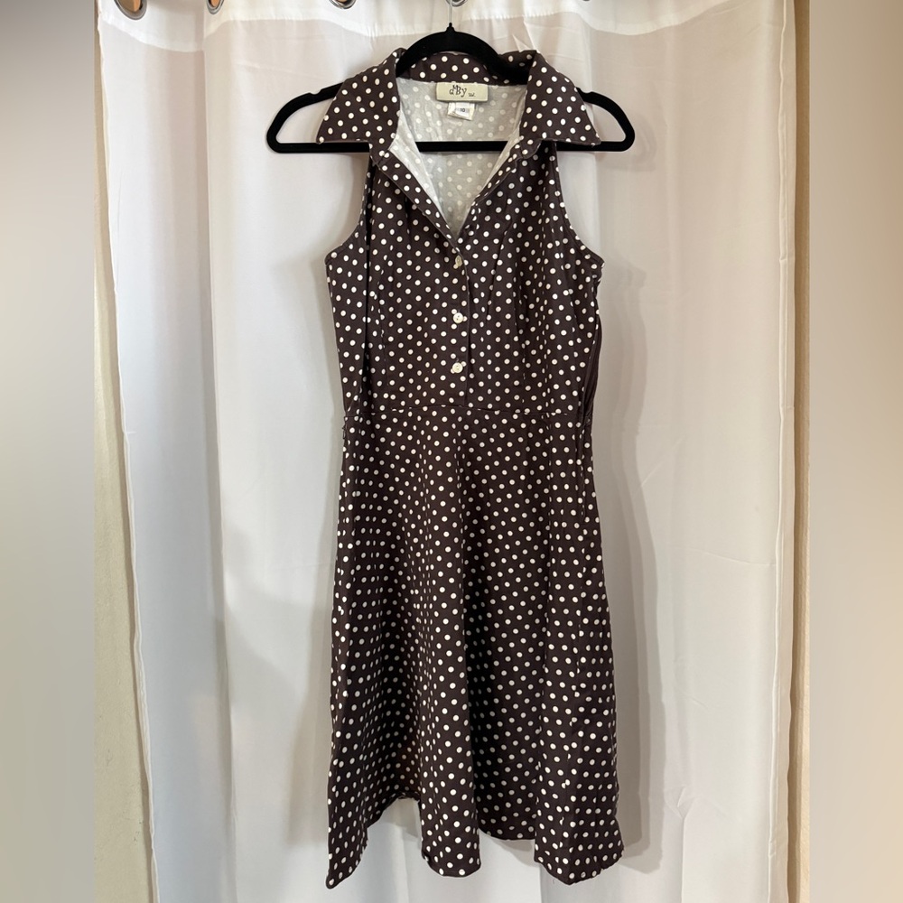 Retro 50s Style Brown Polka Dot Dress 10 - Picture 2 of 11